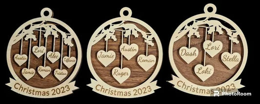 Family Hearts Ornament - 4 Inch